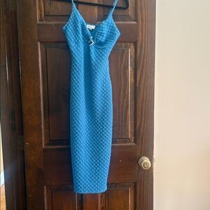 Rolla Coster Teal-Blue Textured Midi Dress